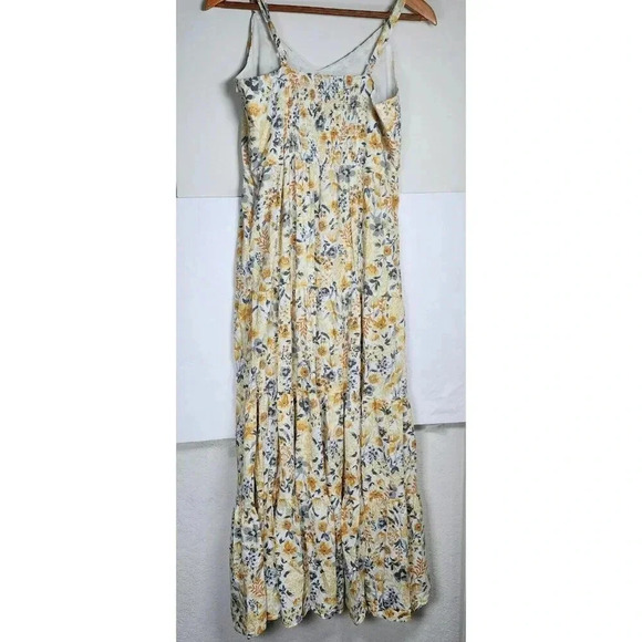 Joie V-neck Maxi Dress Yellow Floral Boho Tiered Impire Cotton Size 10 Women's - Picture 3 of 13